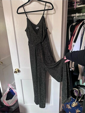 Angie Black Wide Leg Jumpsuit Like New